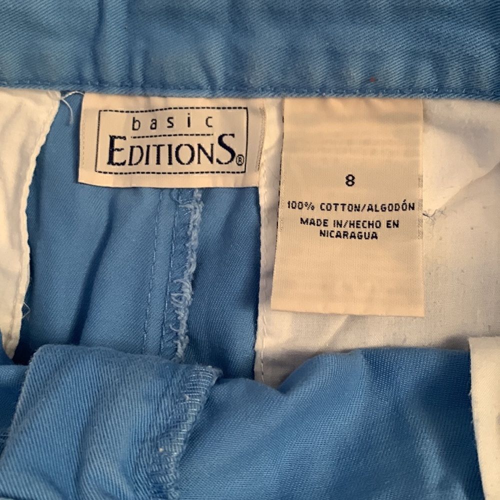Vintage Basic Editions Cotton Blue Shorts W/ Belt Size 8 - Picture 7 of 7